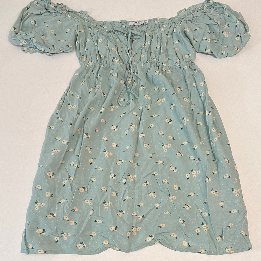 OBEY women’s Mint Green Floral Drew Dress With Pockets